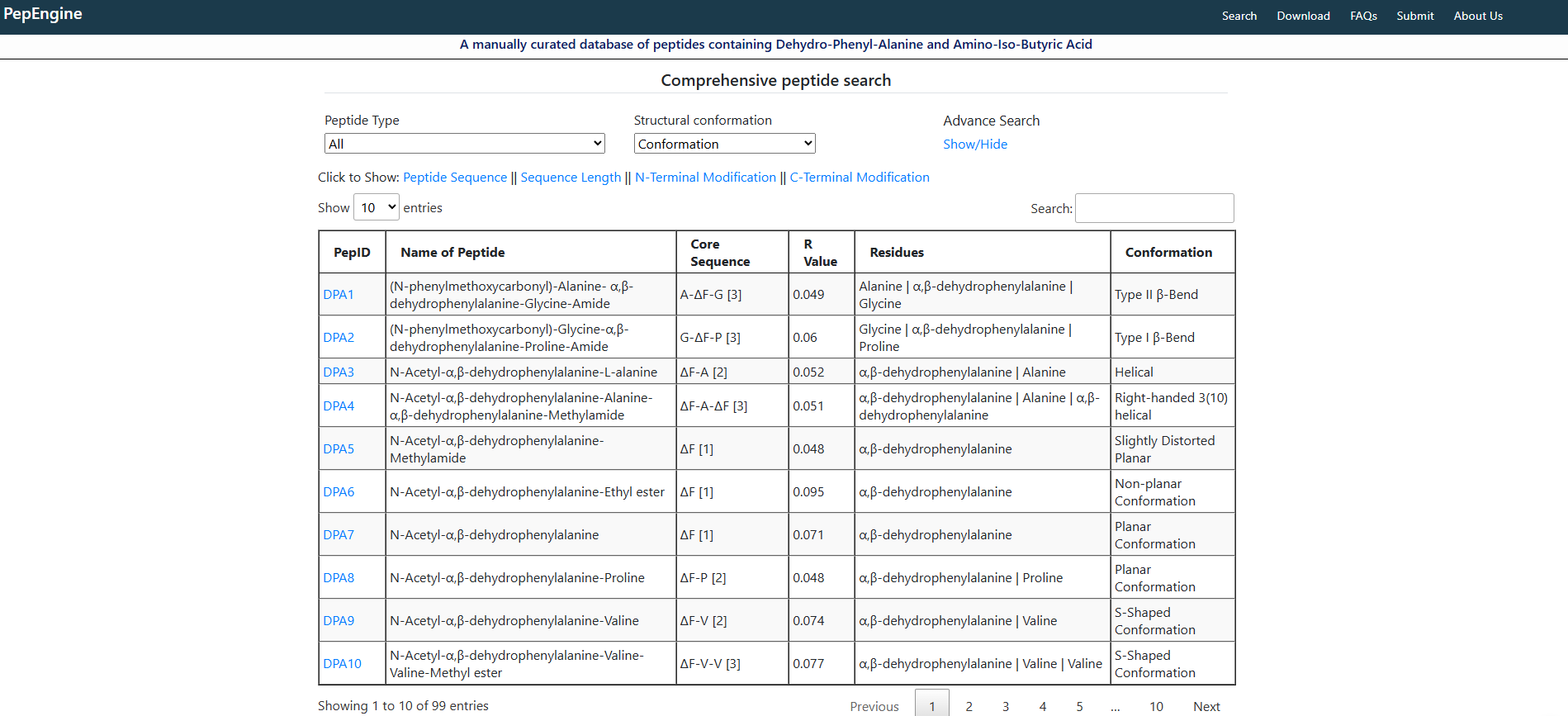 Pepengine browse page